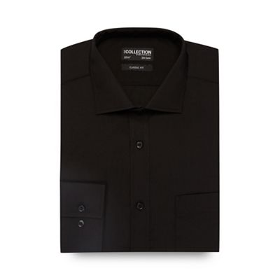 The Collection Big and tall black plain classic fit shirt